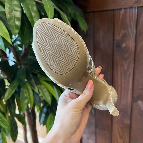 Champagne Gold Metallic Sparkle Zipper Heels - Picture 5 of 7